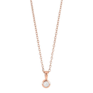 Joanli Nor HannaNor halskæde med vedhæng i rosaforgyldt med cubic zirkonia