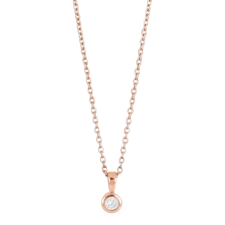 Joanli Nor HannaNor halskæde med vedhæng i rosaforgyldt med cubic zirkonia