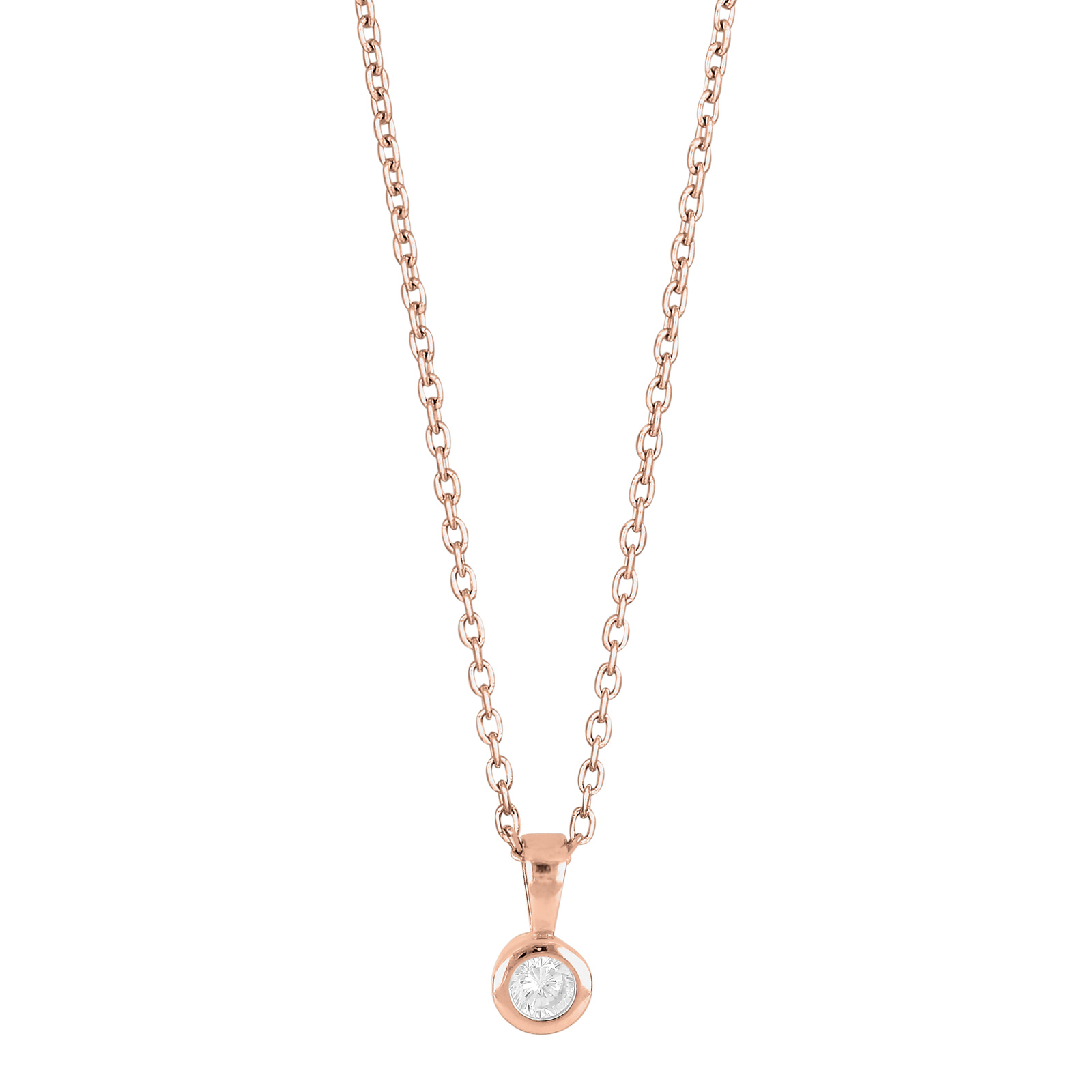 Joanli Nor HannaNor halskæde med vedhæng i rosaforgyldt med cubic zirkonia