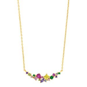 Joanli Nor MetteNor halskæde i forgyldt med multifarvet kubisk zirkon