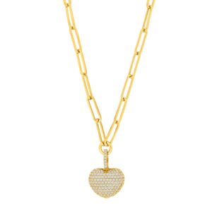 Joanli Nor MimiNor hjerte halskæde i forgyldt med kubisk zirkon