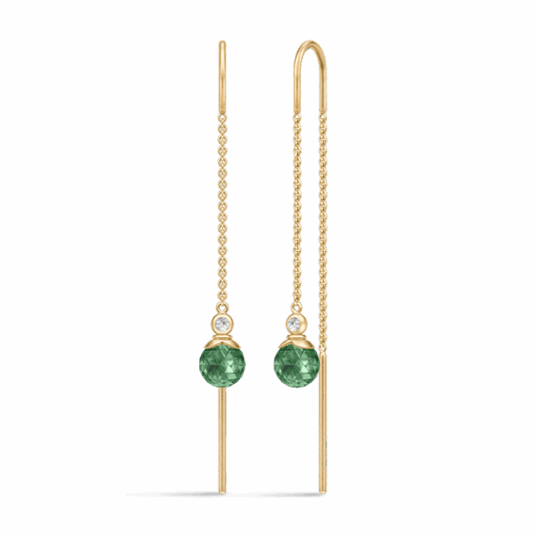 Julie Sandlau Berry Chain ørehængere i forgyldt med turmalin krystal og cubic zirkonia