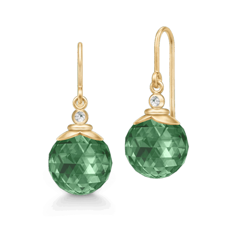 Julie Sandlau Berry ørehængere i forgyldt med turmalin krystal og cubic zirkonia