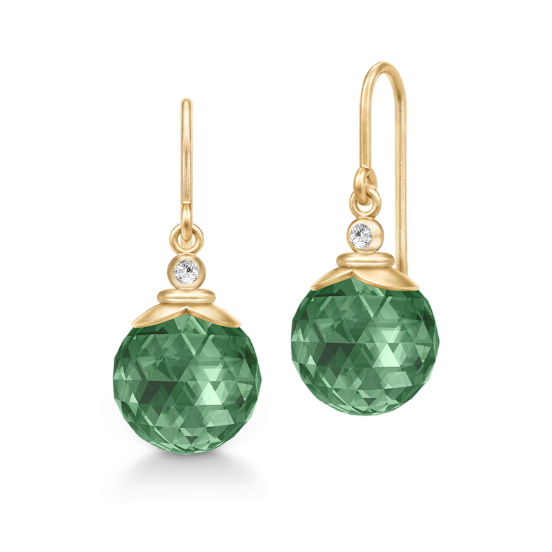 Julie Sandlau Berry ørehængere i forgyldt med turmalin krystal og cubic zirkonia