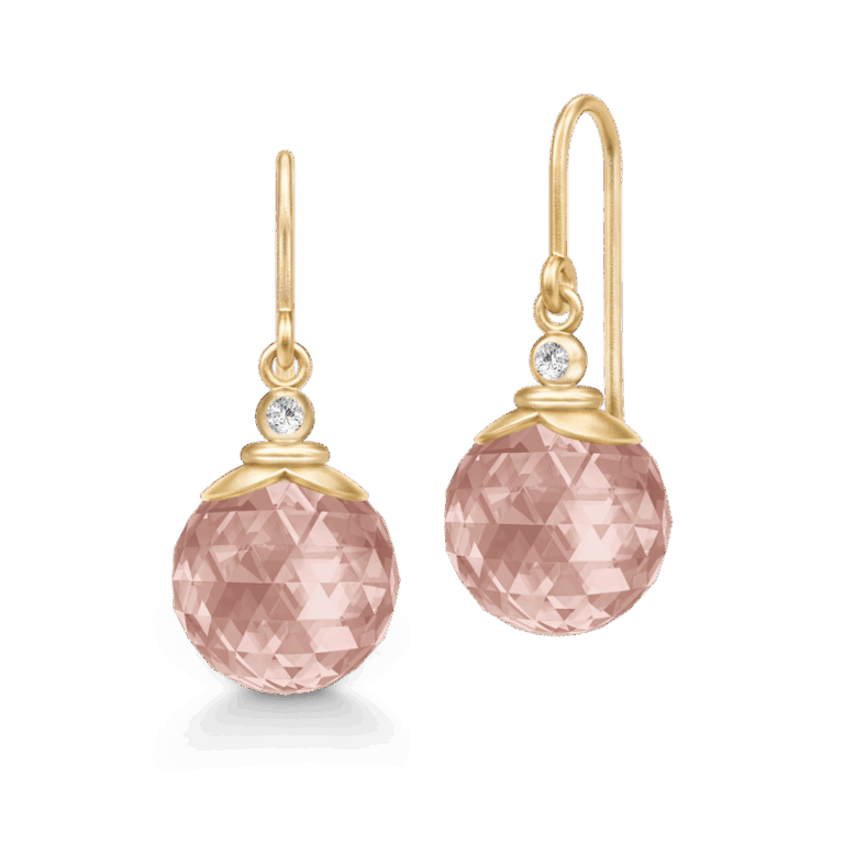 Julie Sandlau Berry ørehængere i forgyldt med turmalin rose krystal og cubic zirkonia