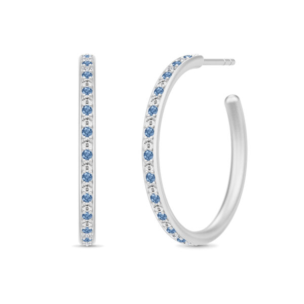 Julie Sandlau Infinity Hoops øreringe i sølv med blå cz