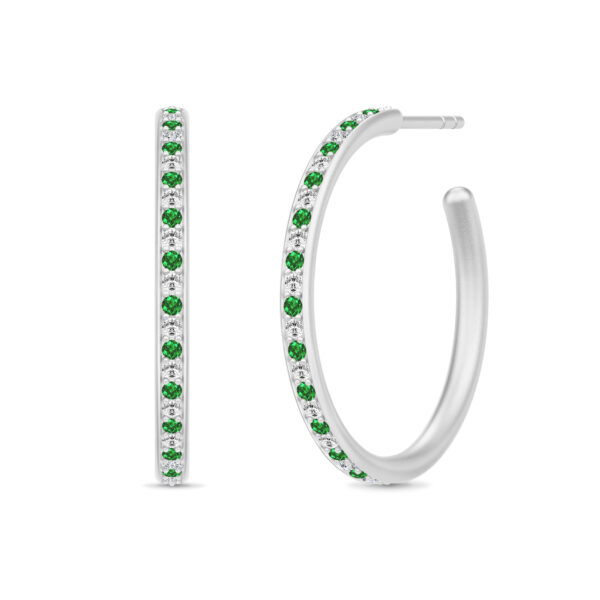 Julie Sandlau Infinity Hoops øreringe i sølv med grøn cz