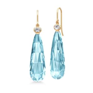 Julie Sandlau Ofelia Drop øreringe i forgyldt med Ice Blue krystal
