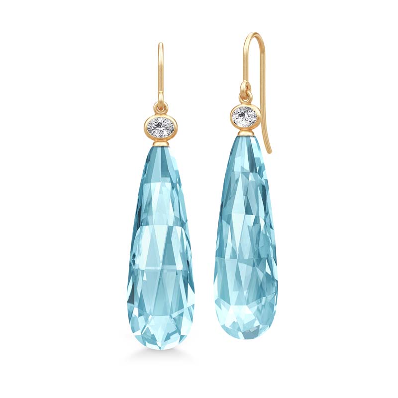 Julie Sandlau Ofelia Drop øreringe i forgyldt med Ice Blue krystal