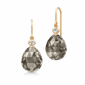 Julie Sandlau Ofelia øreringe i forgyldt med røgfarver krystal og kubisk zirkonia