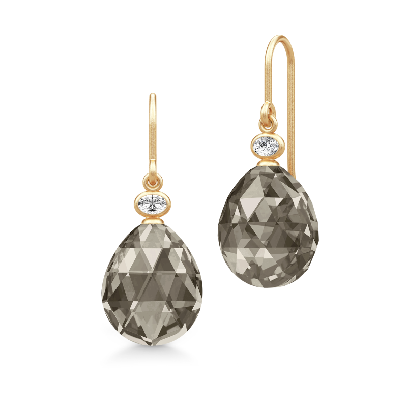Julie Sandlau Ofelia øreringe i forgyldt med røgfarver krystal og kubisk zirkonia