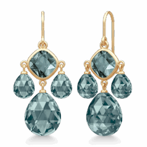 Julie Sandlau Olivia Chandelier øreringe i forgyldt med Midnight Blue krystal