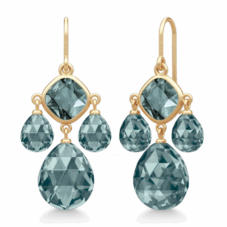 Julie Sandlau Olivia Chandelier øreringe i forgyldt med Midnight Blue krystal