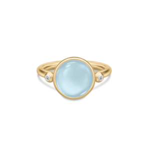 Julie Sandlau Prime Ring i forgyldt med Milky Aqua krystal