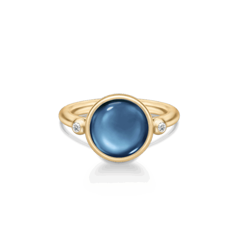 Julie Sandlau Prime ring i forgyldt med safir blå krystal