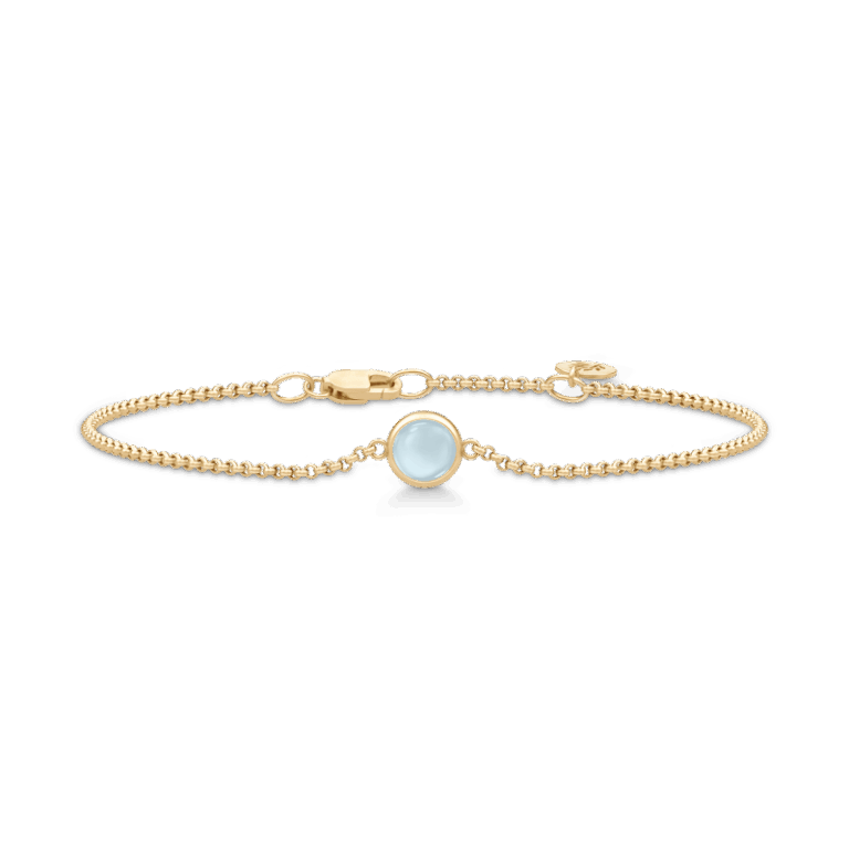 Julie Sandlau Primini armbånd i forgyldt med Milky Aqua krystal
