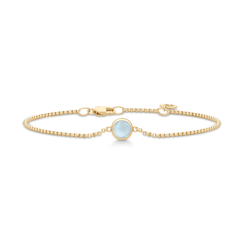 Julie Sandlau Primini armbånd i forgyldt med Milky Aqua krystal