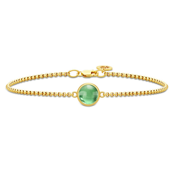 Julie Sandlau Primini armbånd i forgyldt med grøn krystal