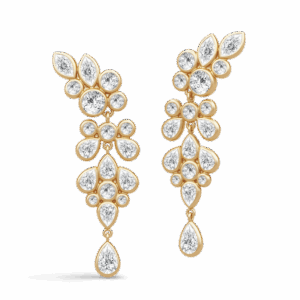 Julie Sandlau White Wisteria Chandelier øreringe i forgyldt med cubic zirkonia