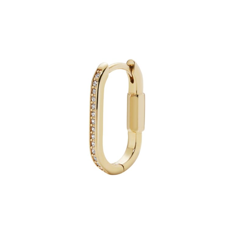 Maria Black Kastellet Forgylt Aflang Hoop Med Sten Ørering