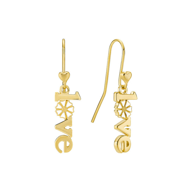 LUND Copenhagen forgyldte LOVE Marguerit ørehænger