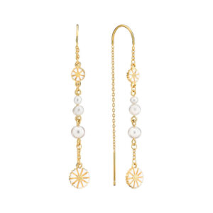 LUND Copenhagen forgyldte Marguerit ørekæder med perler