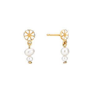 LUND Copenhagen forgyldte Marguerit øreringe med perler