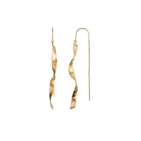 Long Twisted Hammered Earring With Chain 1pc | Forgyldt Fra Stine A