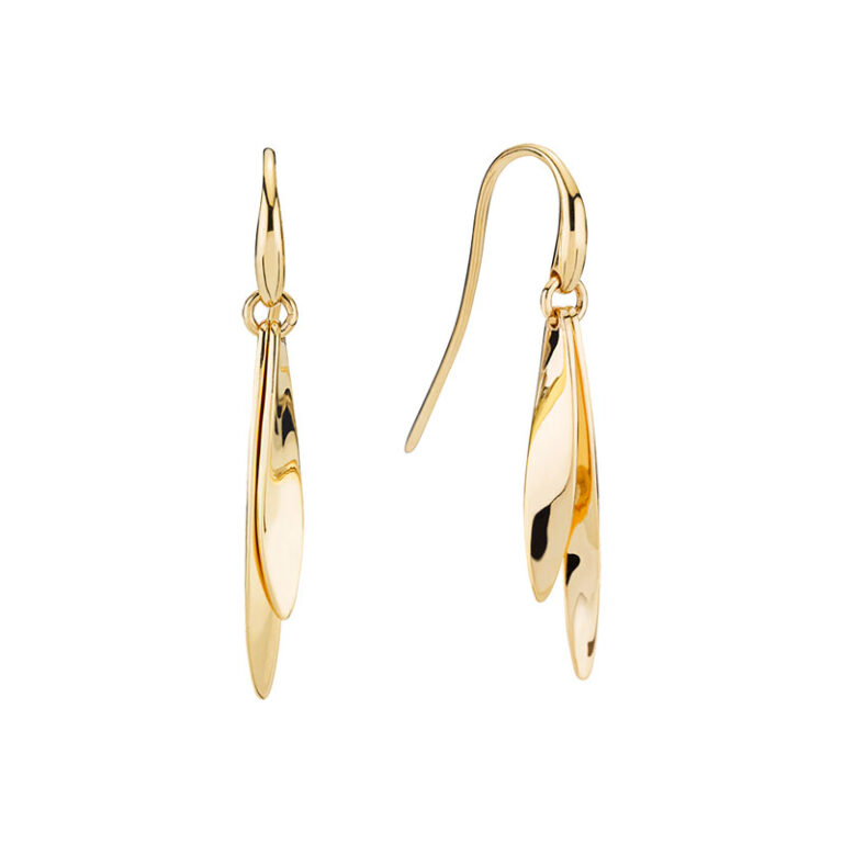 Lund Copenhagen 8 kt. guld blad ørehænger