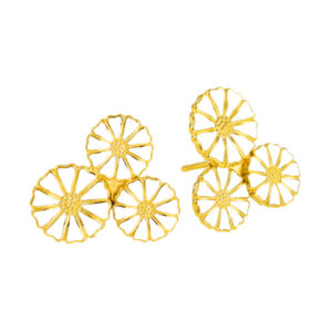 Lund Copenhagen Marguerit Buket ørestikker i Forgyldt med hvid emalje