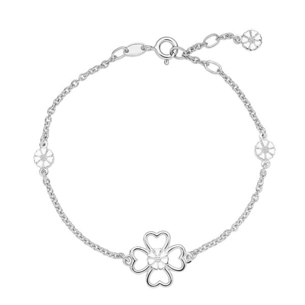 Lund Copenhagen Marguerit armbånd med firkløver i sølv