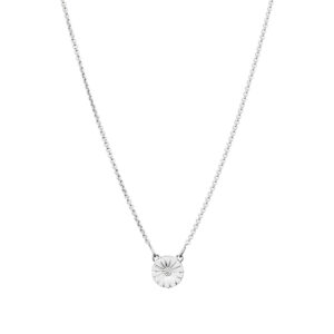 Lund Copenhagen Marguerit halskæde med Ø 11 mm vedhæng, sølv med hvid emalje