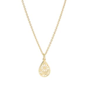 Lund Copenhagen Marguerit halskæde med dråbe vedhæng i forgyldt
