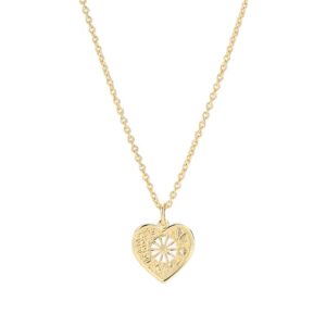 Lund Copenhagen Marguerit halskæde med hjerte vedhæng i forgyldt