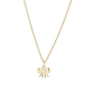 Lund Copenhagen Marguerit halskæde med sløjfe vedhæng i forgyldt