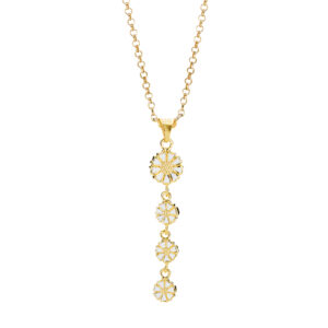Lund Copenhagen Marguerit halssmykke - forgyldt med 4 hvide margueritter