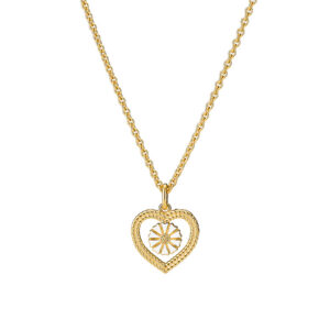 Lund Copenhagen Marguerit med hjerte forgyldt (justerbar 48-45 cm) Halskæde