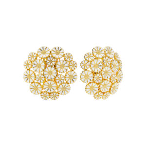 Lund Copenhagen Marguerit øreclips i forgyldt med hvid emalje