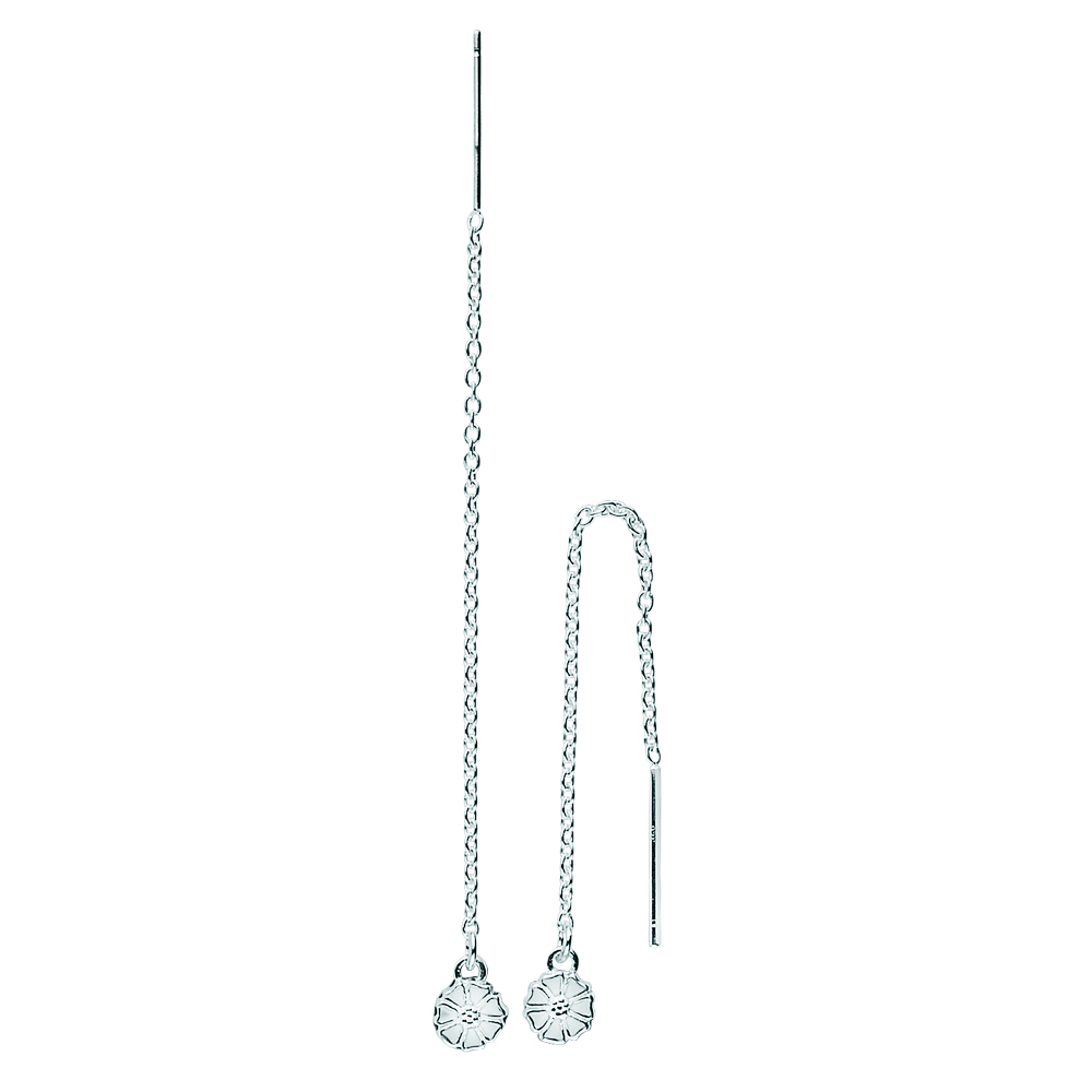 Lund Copenhagen Marguerit ørekæder Ø 5 mm, sølv med hvid emalje