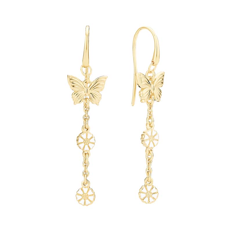 Lund Copenhagen Marguerit øreringe med sløjfer i forgyldt