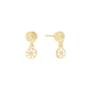 Lund Copenhagen Marguerit øreringe med spiraler i forgyldt