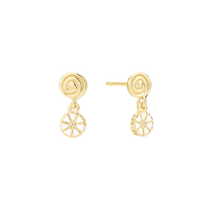 Lund Copenhagen Marguerit øreringe med spiraler i forgyldt