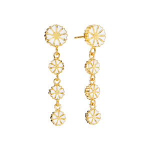 Lund Copenhagen Marguerit ørestikker i forgyldt med hvid emalje