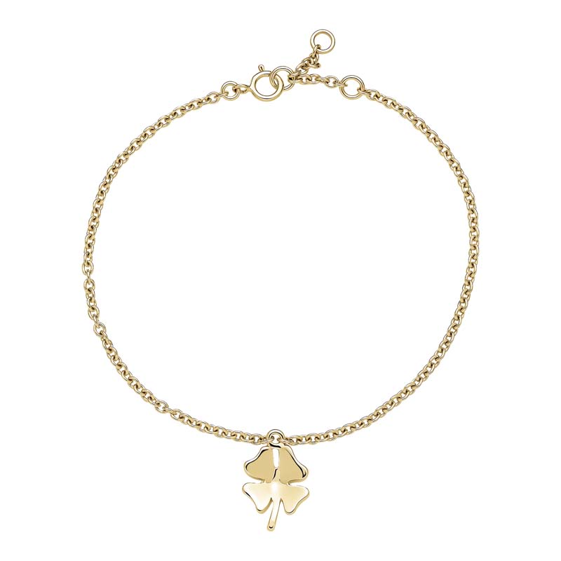Lund Copenhagen armbånd med kløvervedhæng i 8 kt guld