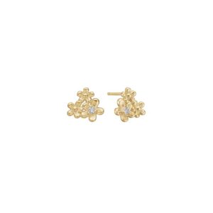 Lund Copenhagen blomster ørestikker i 8 kt guld med diamanter