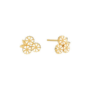 Lund Copenhagen forgyldt Marguerit øreringe med blade