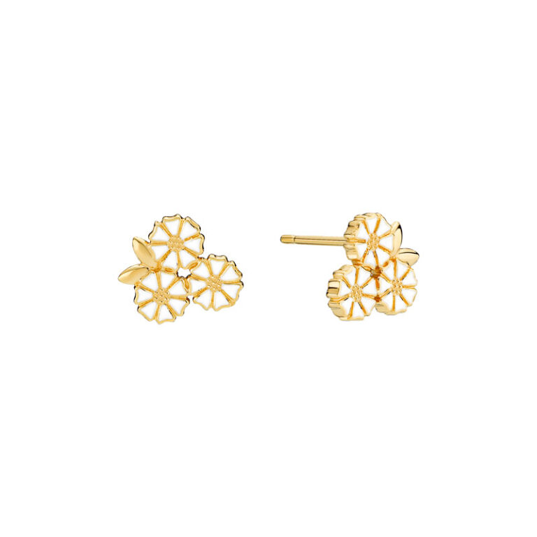 Lund Copenhagen forgyldt Marguerit øreringe med blade