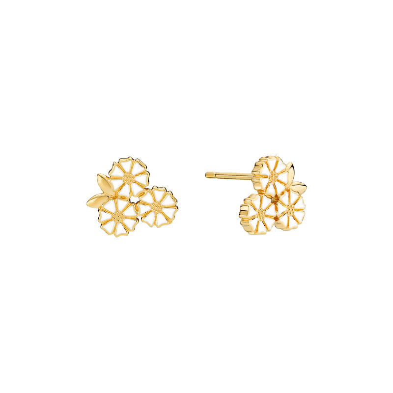 Lund Copenhagen forgyldt Marguerit øreringe med blade