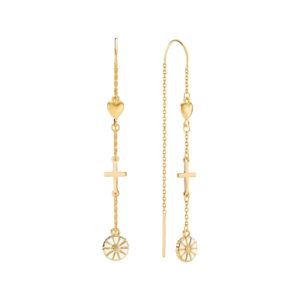 Lund Copenhagen forgyldt marguerit ørehænger med tro, håb og kærlighed