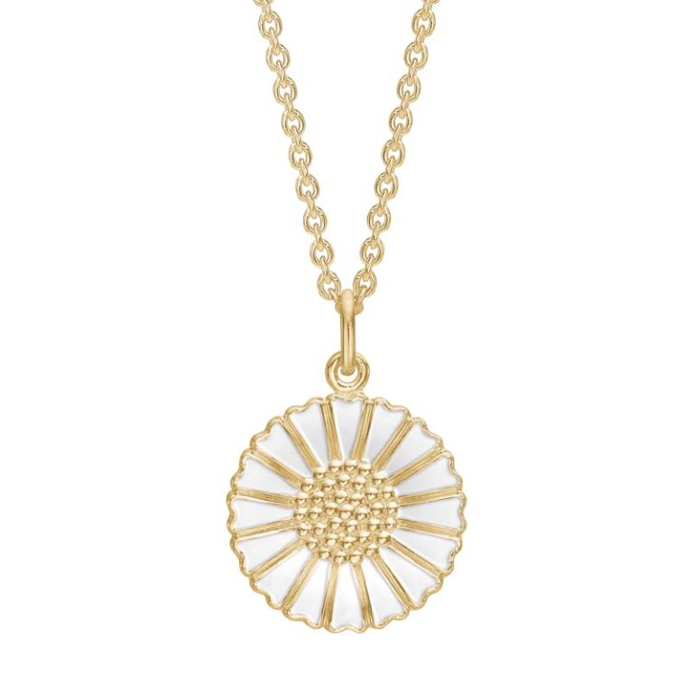 Lund Copenhagen halskæde i forgyldt med marguerit vedhæng Ø18